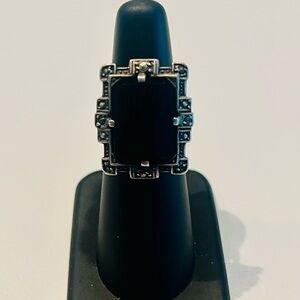 Black and Silver Geometric Ring